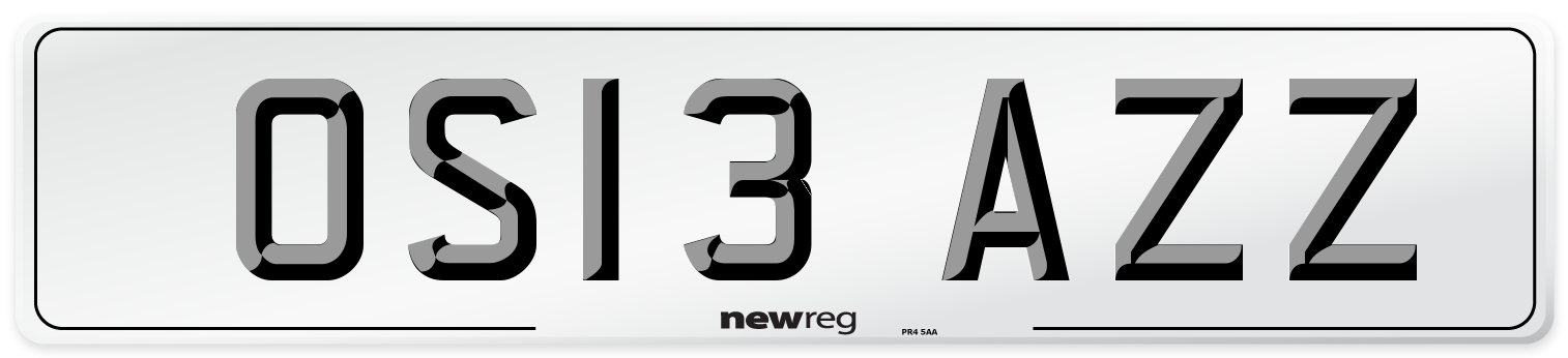 OS13 AZZ Number Plate from New Reg